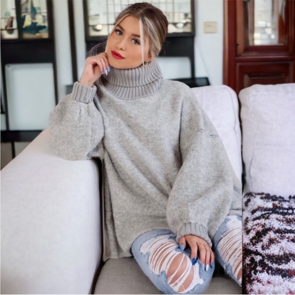 Free People Oversized Milo Tunic Sweater in Heather Grey NWT Medium - Picture 5 of 13